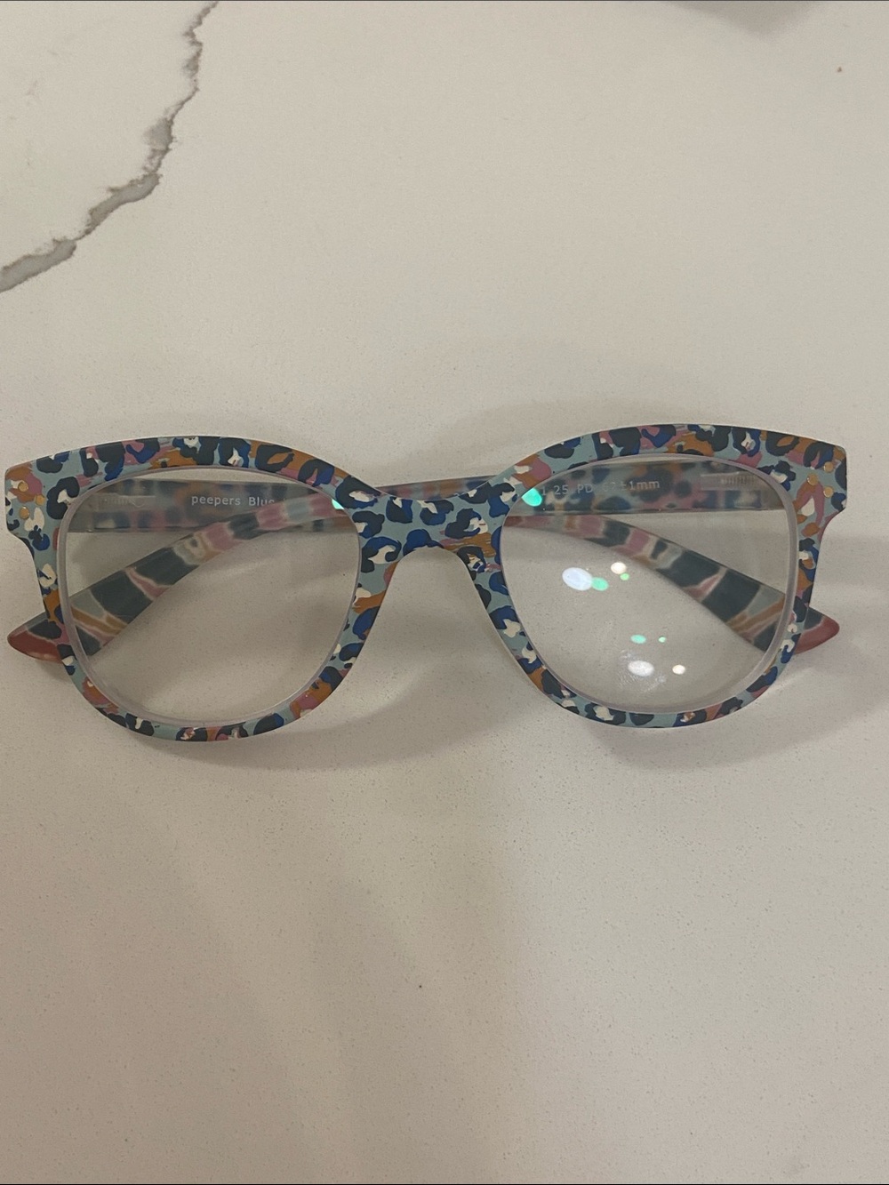 Peppers blue light glass +2.50 Blue Multi Leopard Print Eyewear Frames - Picture 1 of 6